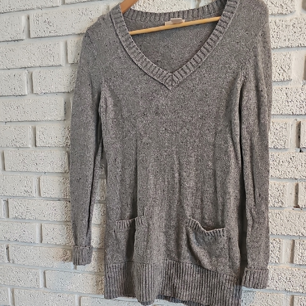 DKNY Gray V-Neck Sweater